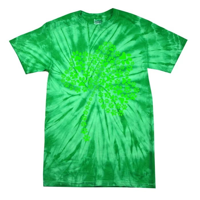 Irish Cute Dog Paw Clovers St Patrick's Day Lucky Shamrock Tie-Dye T-Shirt