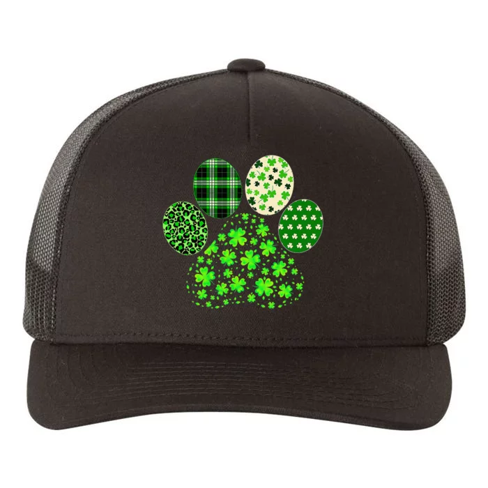 Irish Cute Dog Paw Clovers St Patrick's Day Lucky Shamrock Yupoong Adult 5-Panel Trucker Hat