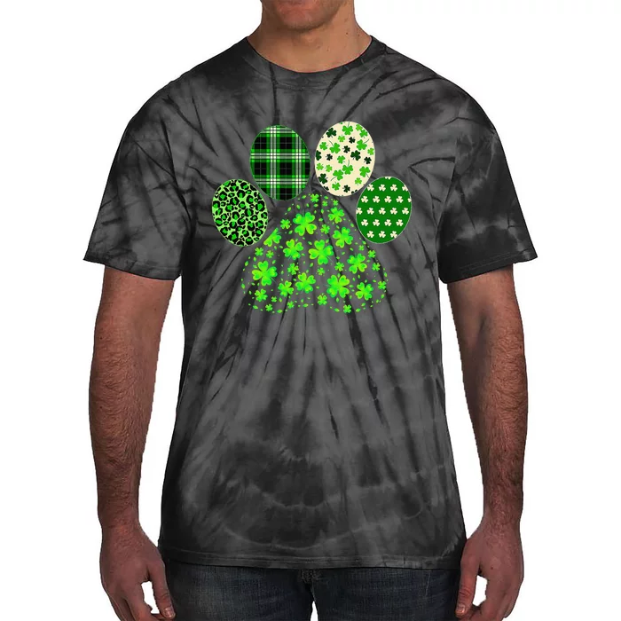 Irish Cute Dog Paw Clovers St Patrick's Day Lucky Shamrock Tie-Dye T-Shirt