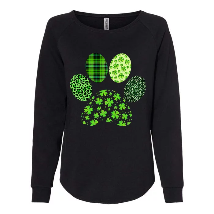 Irish Cute Dog Paw Clovers St Patrick's Day Lucky Shamrock Womens California Wash Sweatshirt