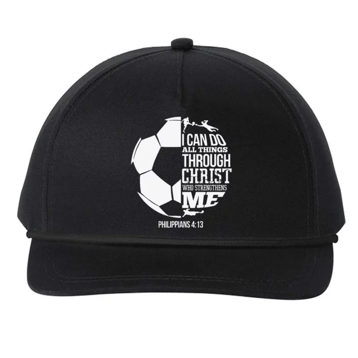 I Can Do All Things Through Christ Soccer Player Christian Snapback Five-Panel Rope Hat