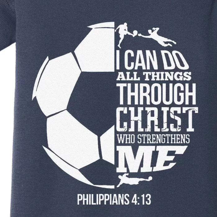 I Can Do All Things Through Christ Soccer Player Christian Baby Bodysuit