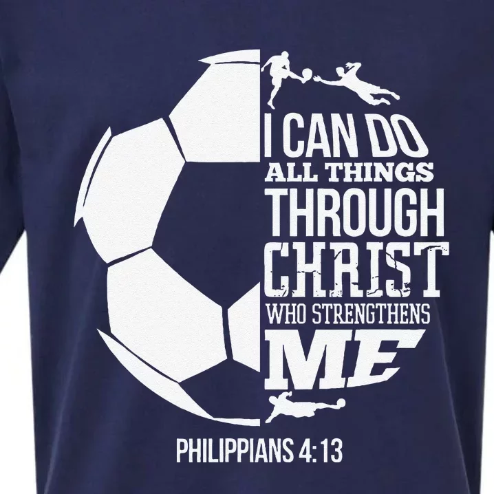 I Can Do All Things Through Christ Soccer Player Christian Sueded Cloud Jersey T-Shirt