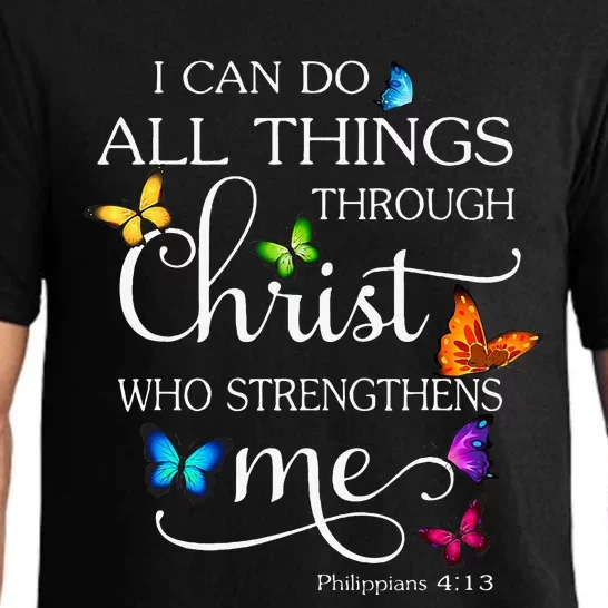 I Can Do All Things Through Christ Butterfly Art Religious Pajama Set