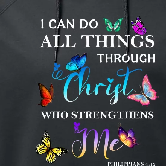 I Can Do All Things Through Christ Butterfly Art Religious Performance Fleece Hoodie