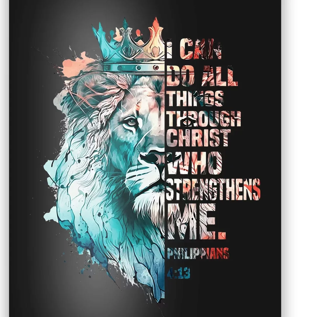 I Can Do All Things Through Christ Lion Faith Christian Poster