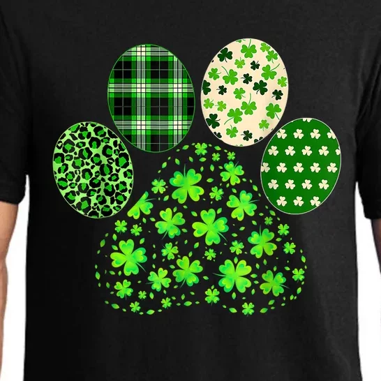 Irish Cute Dog Paw Clovers St Patrick's Day Lucky Shamrock Pajama Set