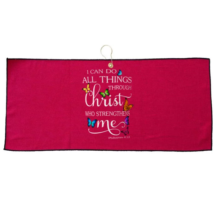 I Can Do All Things Through Christ Butterfly Art Religious Large Microfiber Waffle Golf Towel