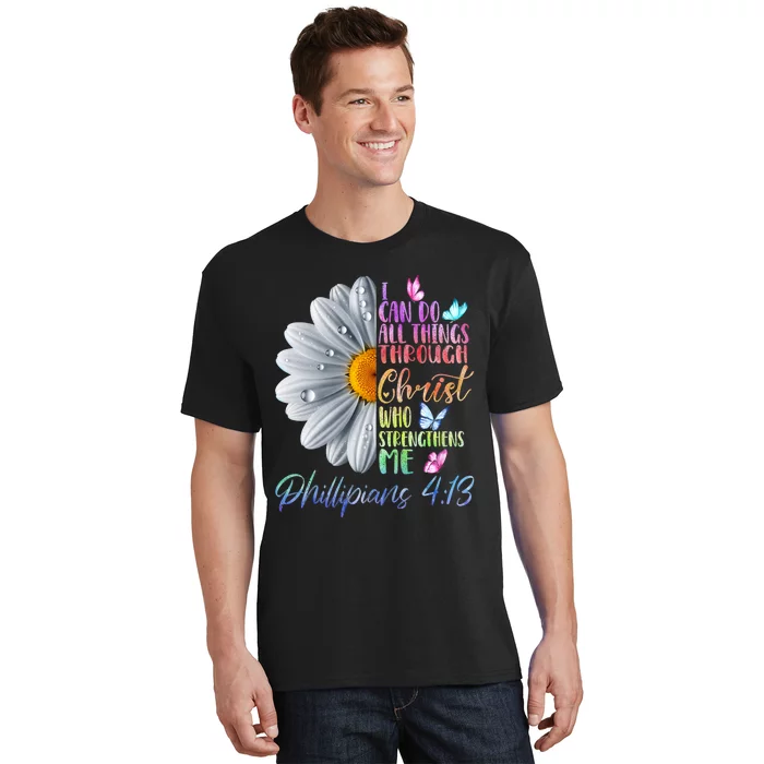 I Can Do All Things Through Christ Religious Butterfly Art T-Shirt