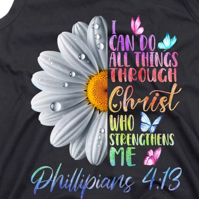 I Can Do All Things Through Christ Religious Butterfly Art Tank Top