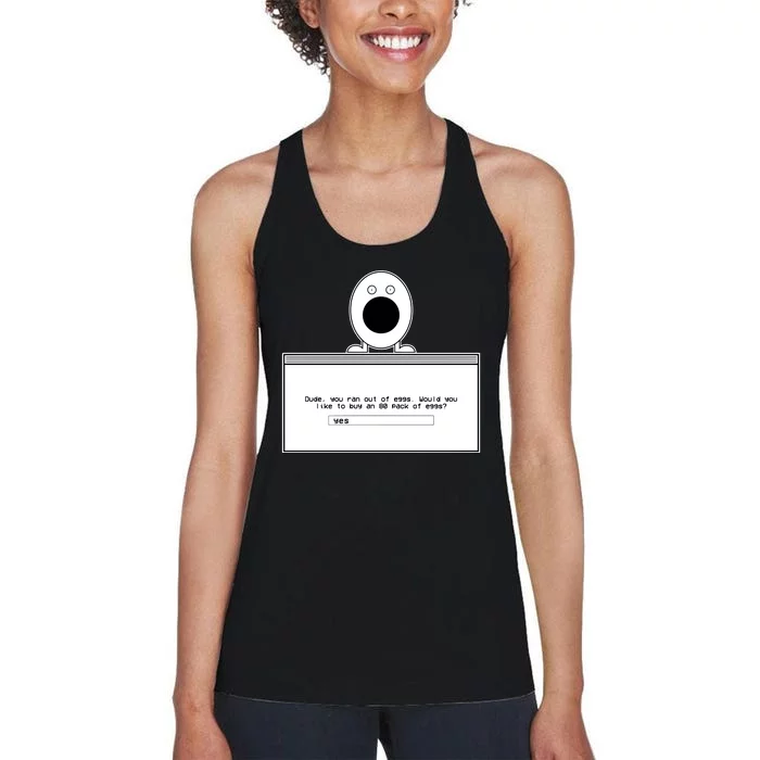 Itysl Clips Dude You Ran Out Of Eggs Women's Racerback Tank