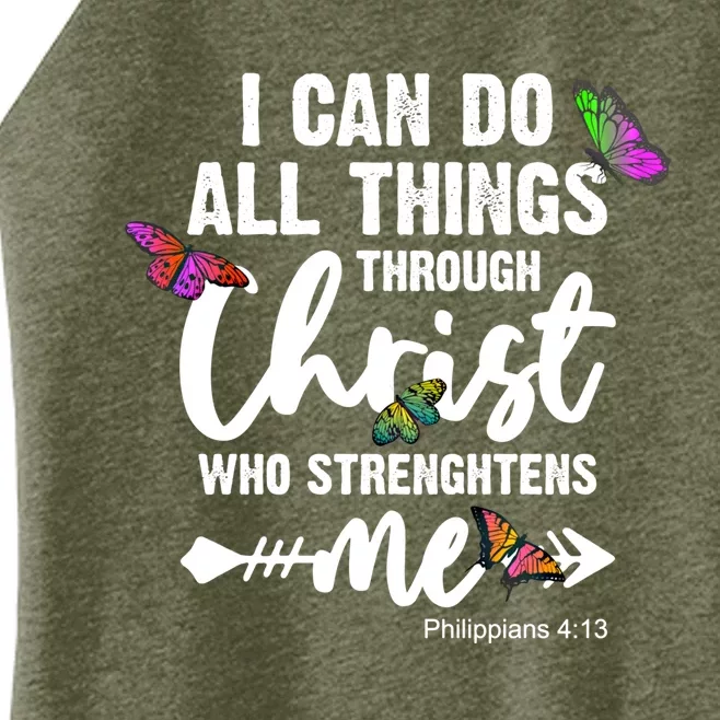 I Can Do All Things Christ Motivational Butterfly Faith Gift Women’s Perfect Tri Rocker Tank