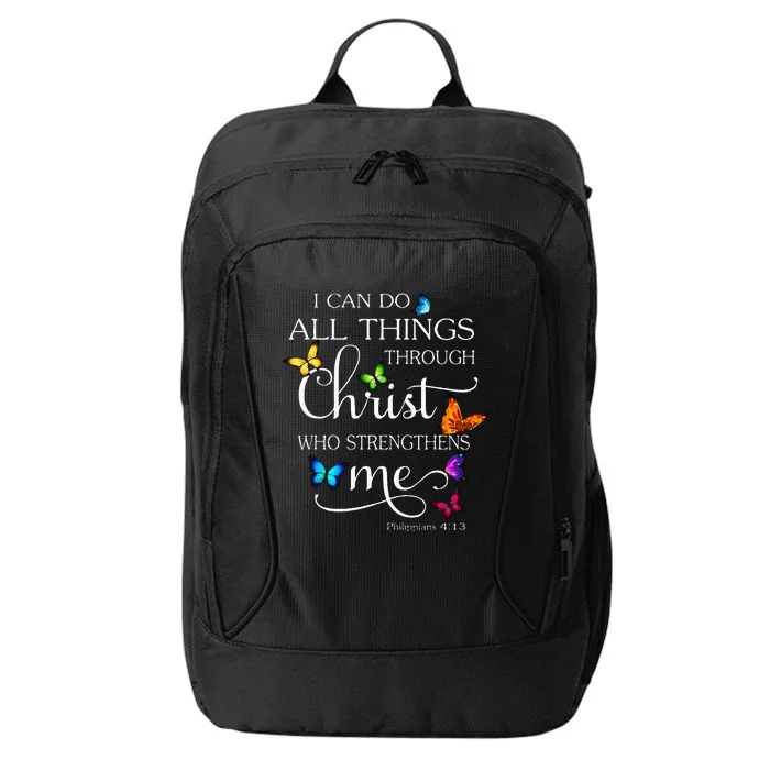 I Can Do All Things Through Christ Butterfly Art Religious City Backpack