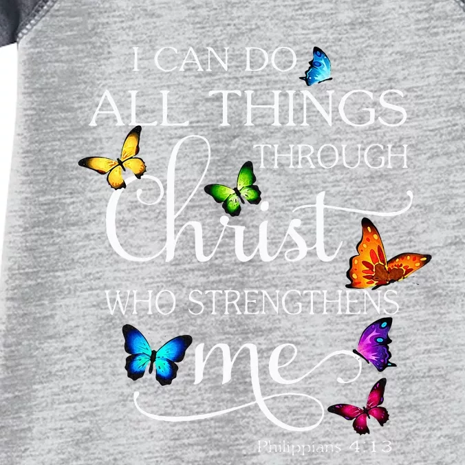 I Can Do All Things Through Christ Butterfly Art Religious Infant Baby Jersey Bodysuit