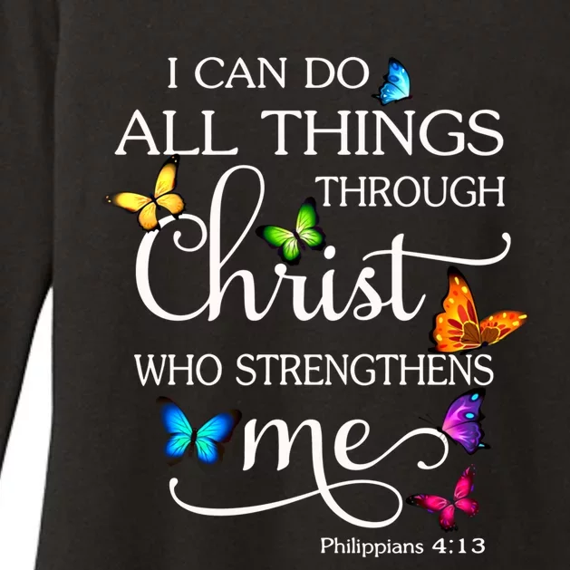 I Can Do All Things Through Christ Butterfly Art Gift Religious Cool Gift Womens CVC Long Sleeve Shirt