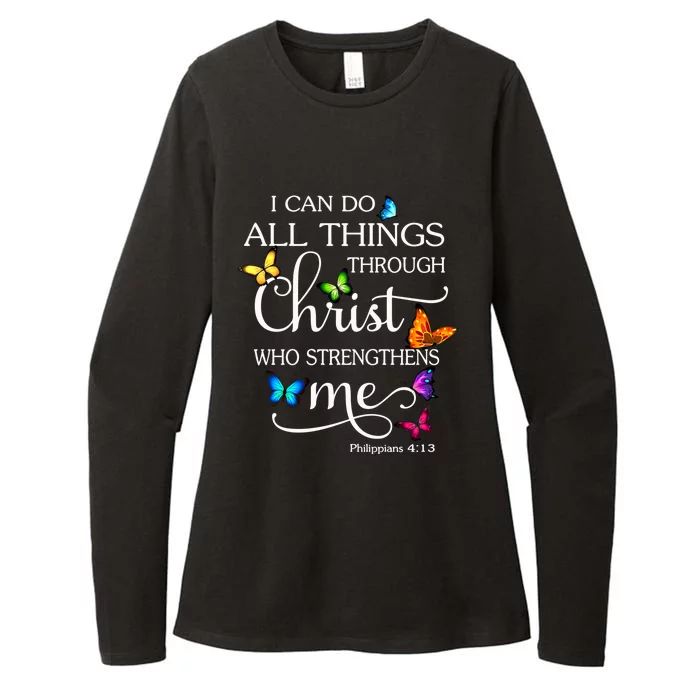 I Can Do All Things Through Christ Butterfly Art Gift Religious Cool Gift Womens CVC Long Sleeve Shirt