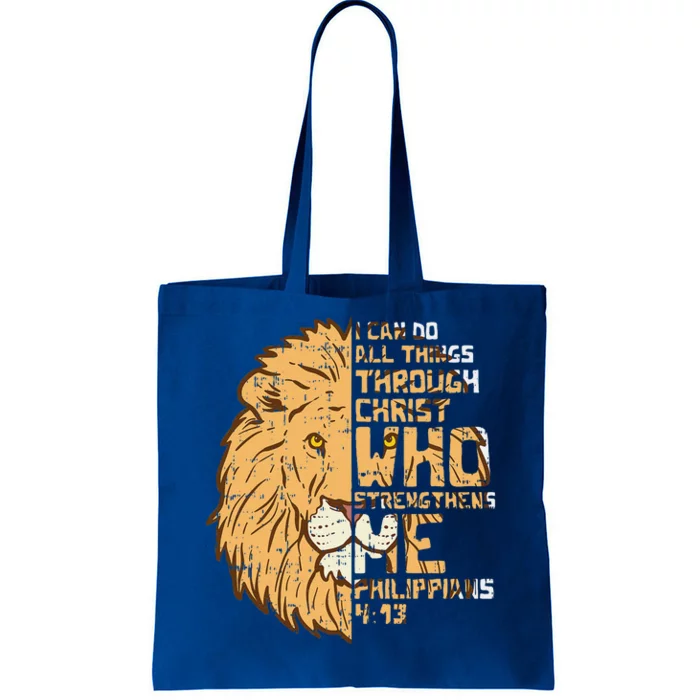 I Can Do Things Through Christ Lion Philippians 413 Gift Tote Bag