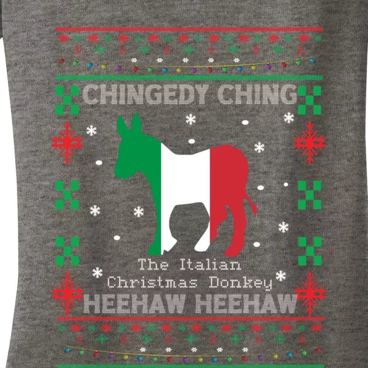 Italian Christmas Donkey Italy Ugly Christmas Women's V-Neck T-Shirt