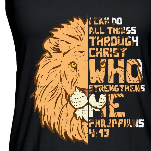 I Can Do Things Through Christ Lion Philippians 413 Gift Ladies Essential Flowy Tank