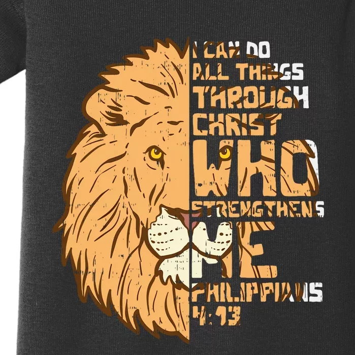 I Can Do Things Through Christ Lion Philippians 413 Gift Baby Bodysuit