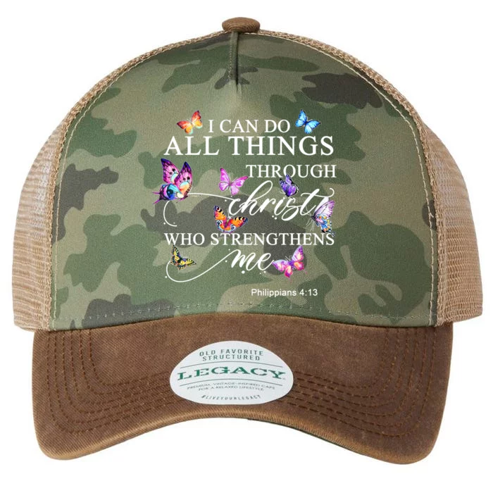 I Can Do All Things Through Christ Butterfly Art Religious TShirt Legacy Tie Dye Trucker Hat