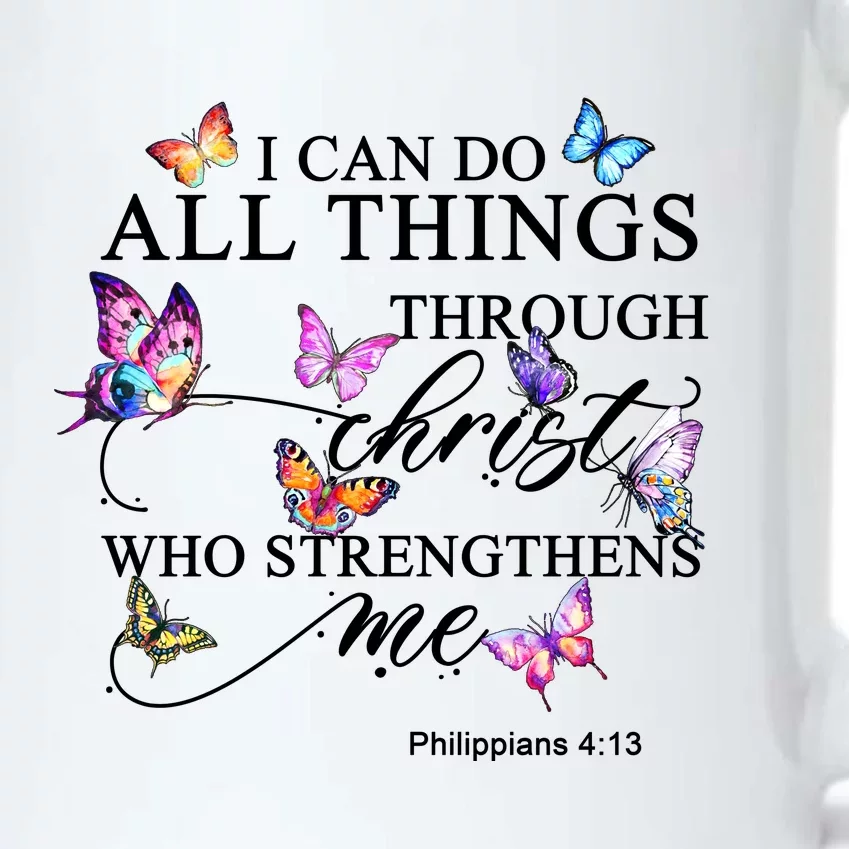 I Can Do All Things Through Christ Butterfly Art Religious TShirt Black Color Changing Mug