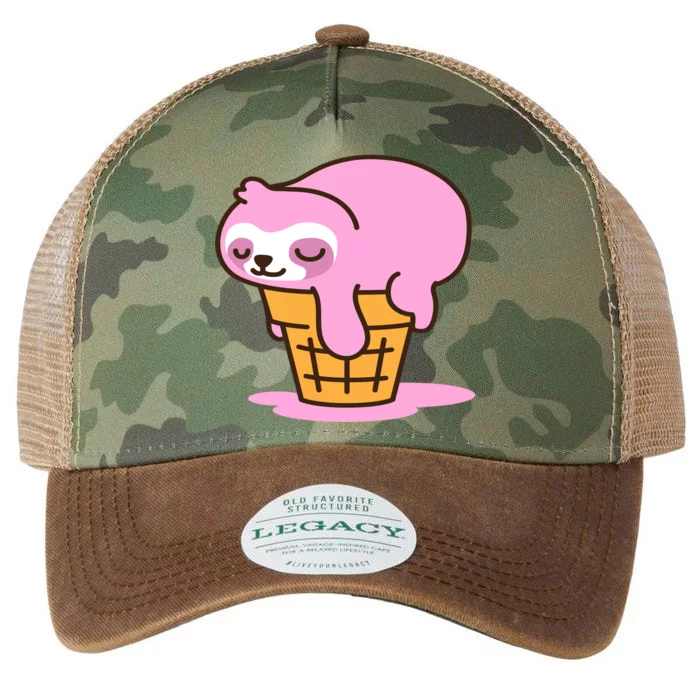 Ice Cream Sloth Cute Legacy Tie Dye Trucker Hat