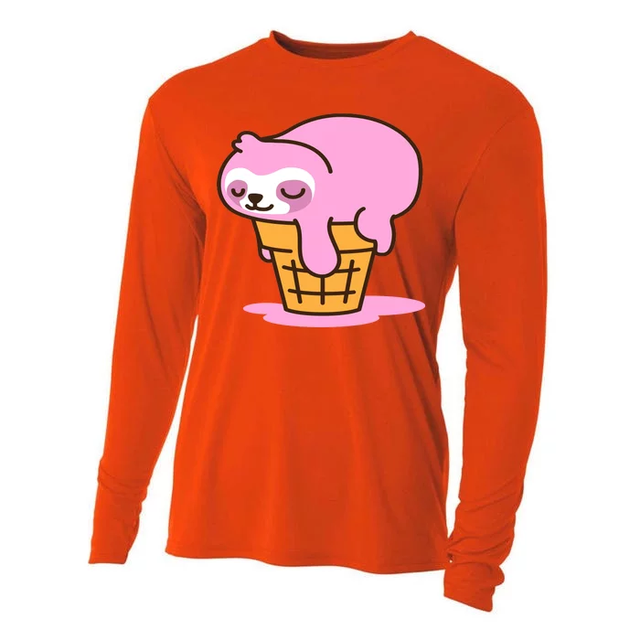 Ice Cream Sloth Cute Cooling Performance Long Sleeve Crew