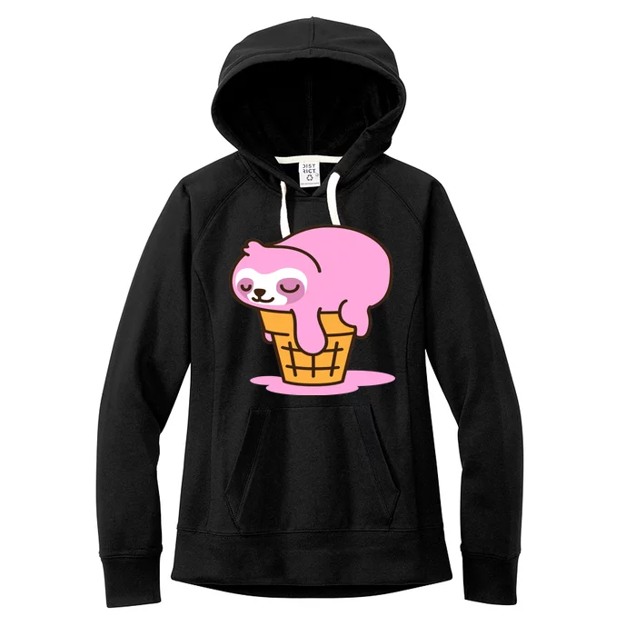 Ice Cream Sloth Cute Women's Fleece Hoodie