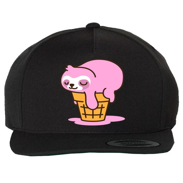 Ice Cream Sloth Cute Wool Snapback Cap