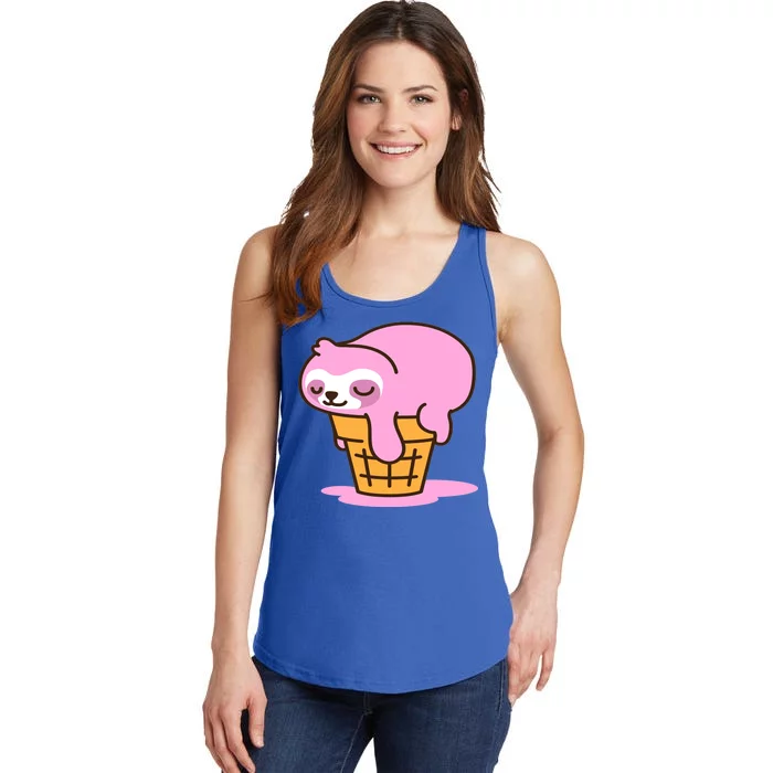 Ice Cream Sloth Cute Ladies Essential Tank