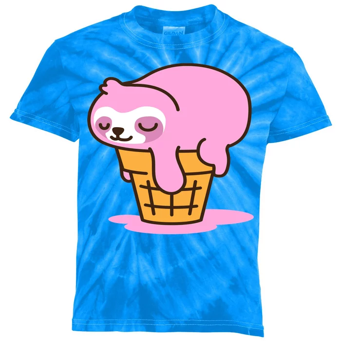 Ice Cream Sloth Cute Kids Tie-Dye T-Shirt