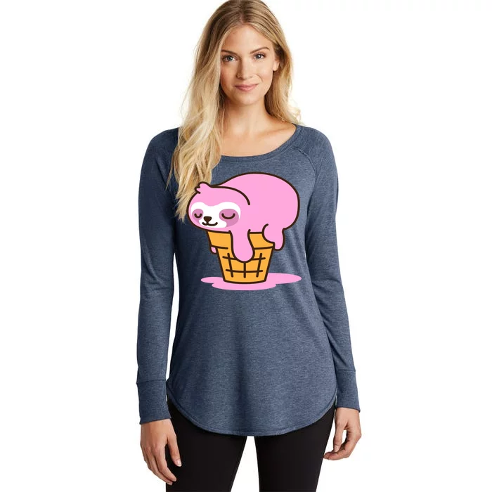 Ice Cream Sloth Cute Women's Perfect Tri Tunic Long Sleeve Shirt