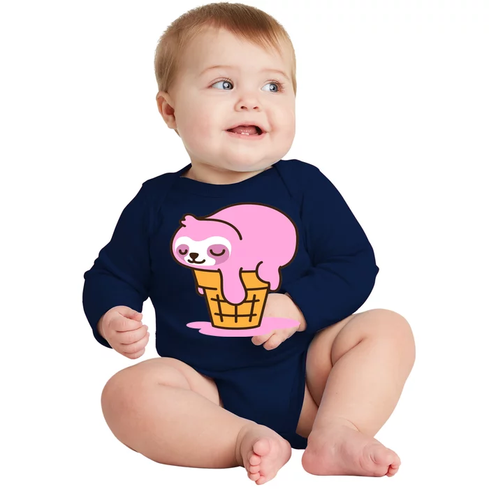 Ice Cream Sloth Cute Baby Long Sleeve Bodysuit