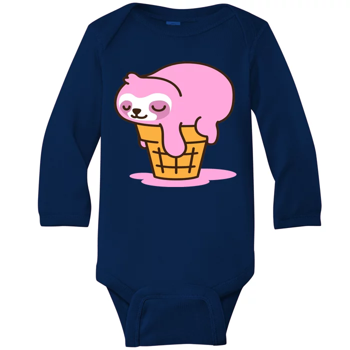 Ice Cream Sloth Cute Baby Long Sleeve Bodysuit