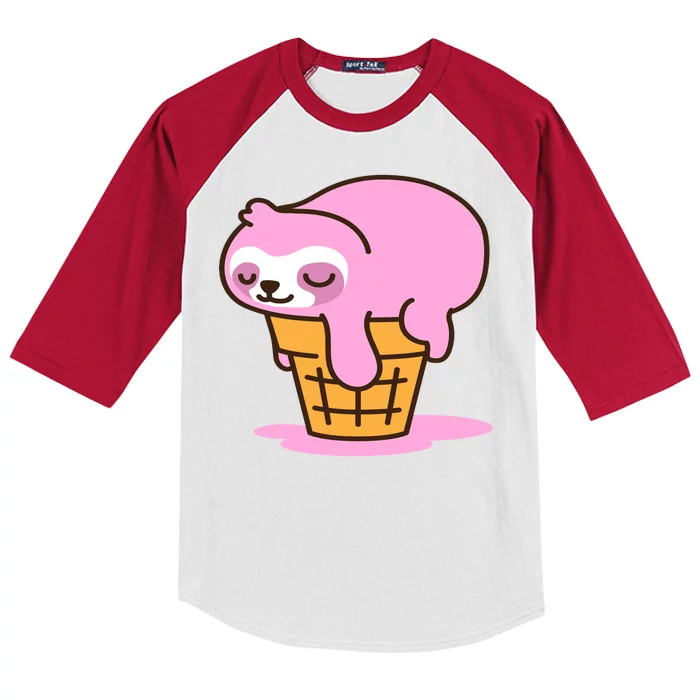 Ice Cream Sloth Cute Kids Colorblock Raglan Jersey