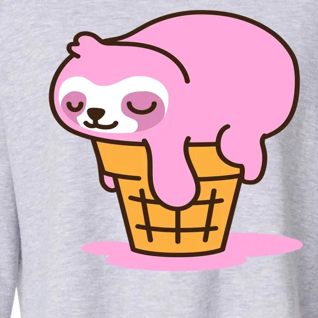 Ice Cream Sloth Cute Cropped Pullover Crew