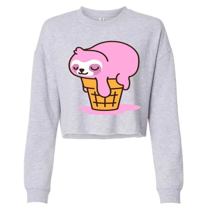 Ice Cream Sloth Cute Cropped Pullover Crew