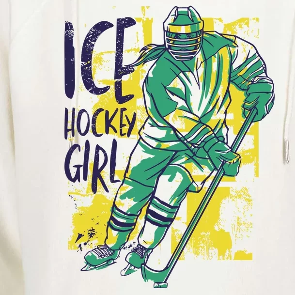 Ice Hockey Girl Womens Funnel Neck Pullover Hood