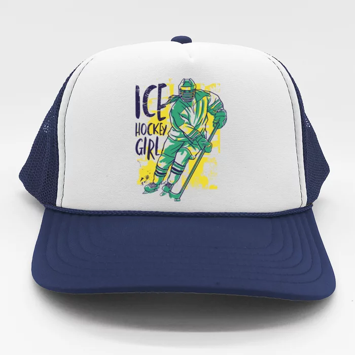 Ice Hockey Girl Trucker Hat