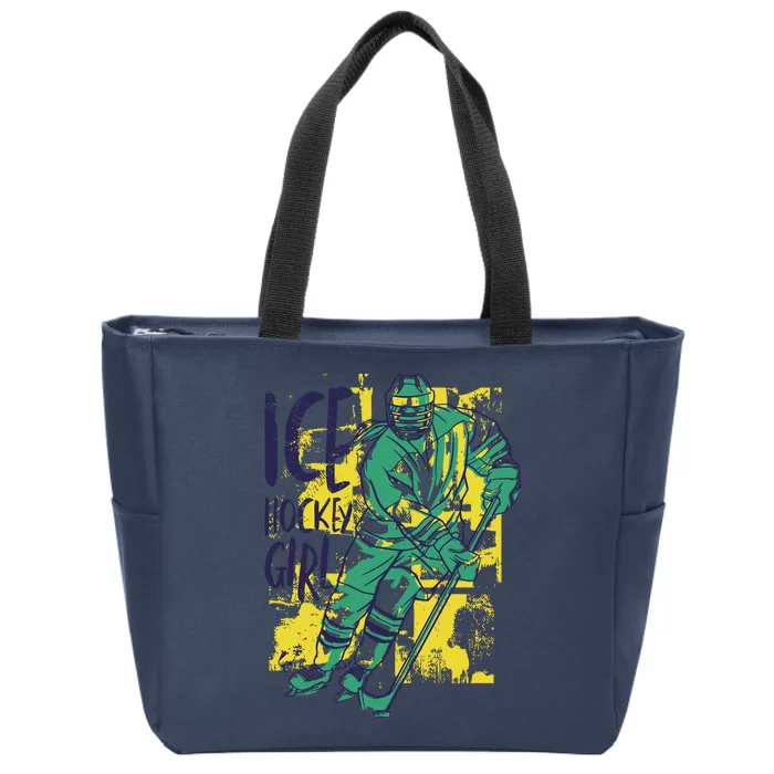 Ice Hockey Girl Zip Tote Bag