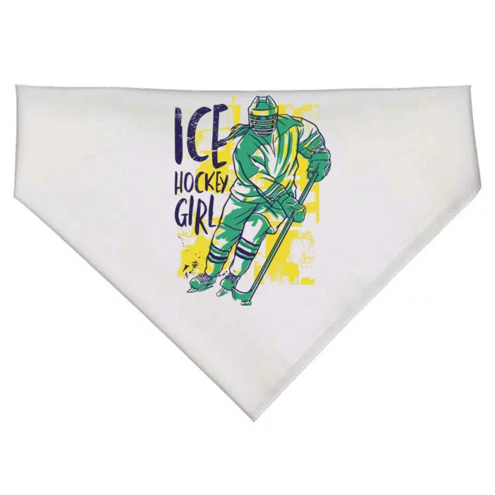 Ice Hockey Girl USA-Made Doggie Bandana