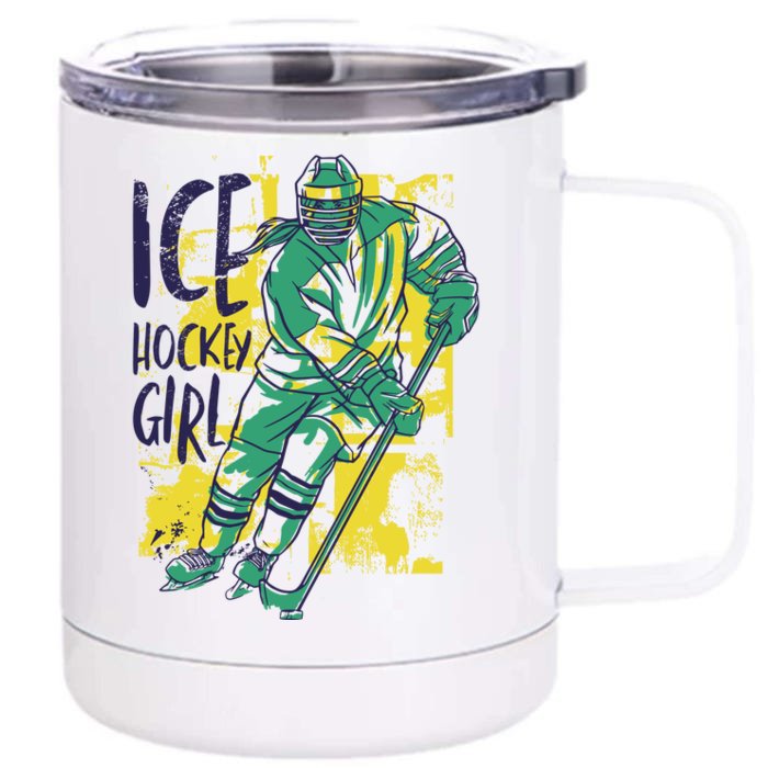 Ice Hockey Girl Front & Back 12oz Stainless Steel Tumbler Cup