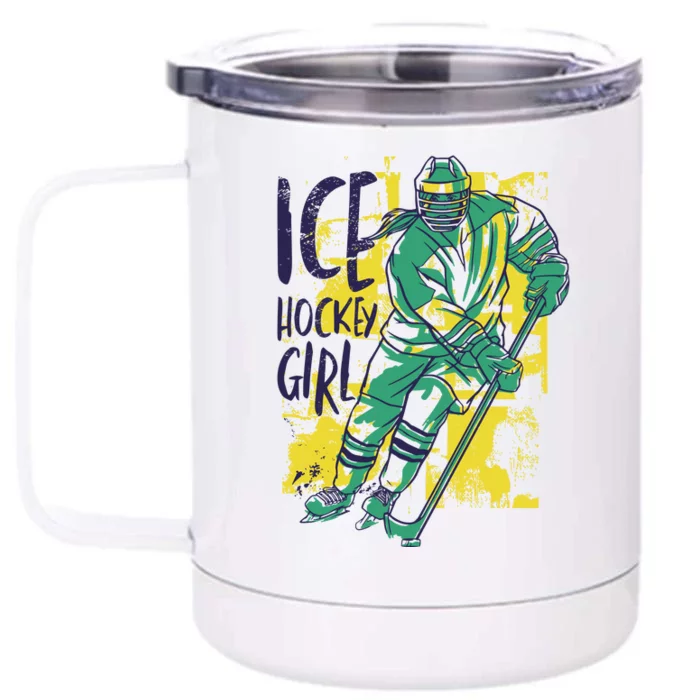 Ice Hockey Girl Front & Back 12oz Stainless Steel Tumbler Cup