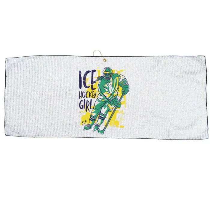 Ice Hockey Girl Large Microfiber Waffle Golf Towel