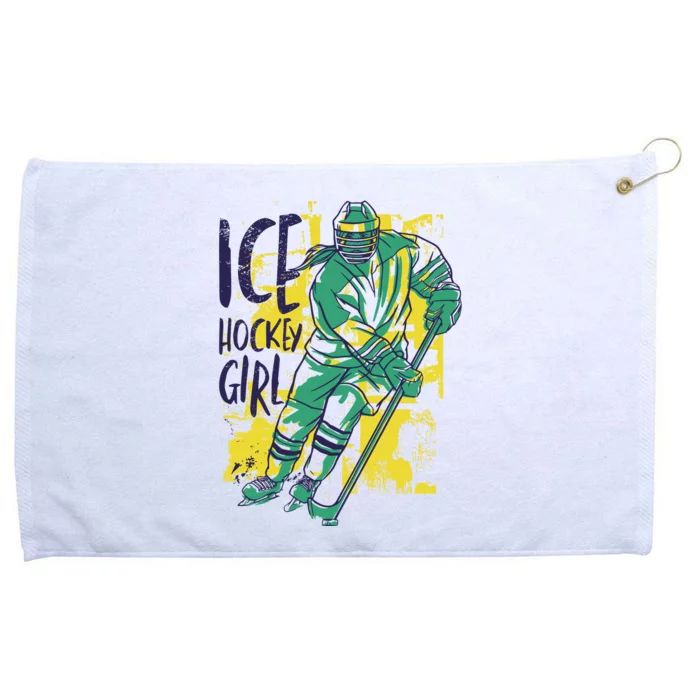 Ice Hockey Girl Grommeted Golf Towel