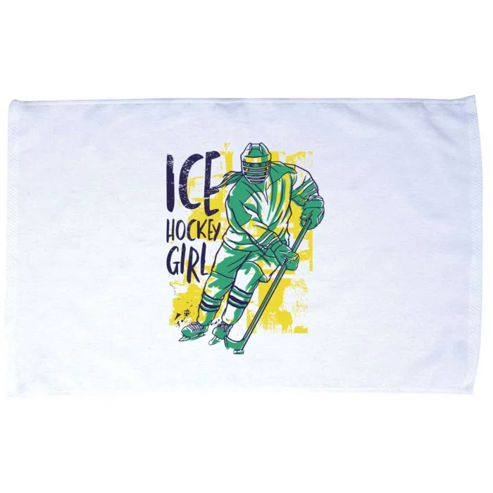 Ice Hockey Girl Microfiber Hand Towel