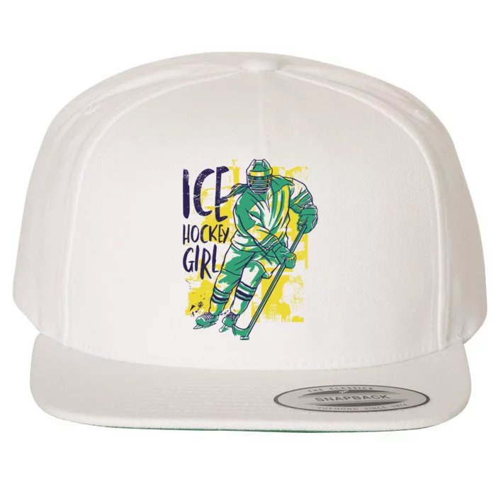 Ice Hockey Girl Wool Snapback Cap