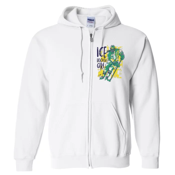 Ice Hockey Girl Full Zip Hoodie