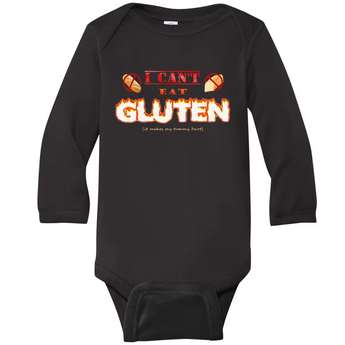 I Cant Eat Gluten It Makes My Tummy Hurt Baby Long Sleeve Bodysuit